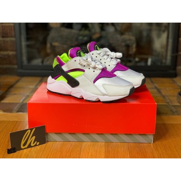 Size 8.5 Women’s Nike Air Huarache Run “White Neon Magenta” DH4439-101 - Picture 4 of 8